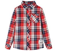 (92) Kids' Plaid Shirt Long Sleeves Children's Shirt Toddler Kids' Top Red and Navy