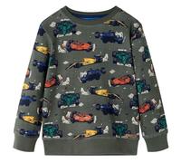 (92) Kids' Sweatshirt Long Sleeves Toddler Pullover Top Racing Cars Print Khaki