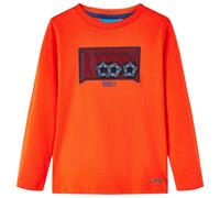 (92) Kids' T-shirt with Long Sleeves T Shirt Tee Football Goal Design Bright Orange