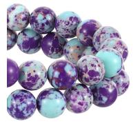 92 Pcs 8mm Natural Stone Beads, Dragon Vein Agate Beads for Jewelry Making and Crafting DIY, Chunky Purple-Blue Gemstone Bead, Imperial Jasper Round Loose Bead