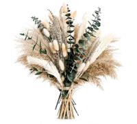 92 Pcs Dried Flowers Bouquet, Pampas Grass with Lavender, Eucalyptus | Natural 44 cm Dry Flowers for Vase, Bunny Tails, Reed Stems for Boho Decor, Living Room, Bedroom, Wedding Table Centrepieces