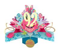 92 Today Happy 92nd Birthday Pop-Up Greeting Card Love Kate's Pop Up Cards Her