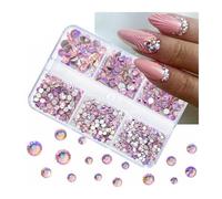 920Pcs SS4-SS16 Round Diamond+60Pcs Mixed Shapes Rhinestone Set 3D Flatback Pink/Clear Nail Crystal Christmas Manicure Glass for Nail and Face Art, Craft Decoration(18)