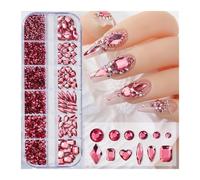 920Pcs SS4-SS16 Round Diamond+60Pcs Mixed Shapes Rhinestone Set 3D Flatback Pink/Clear Nail Crystal Christmas Manicure Glass for Nail and Face Art, Craft Decoration(5)