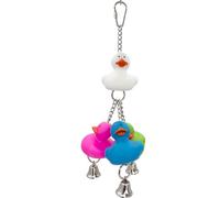 922 Rainbow Duck Ringer - Colorful Noisy Bird cage Fun, Smooth Brightly Colored Rubber Ducks, Three Ringing Metal Bells, Bird Enticing Design, Great for Small to med Size Pets Budgie Quaker Cockatiel