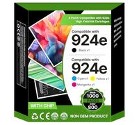 924 Ink Cartridges XL 4-Pack with Chips 924e for HP 924 Ink Compatible with HP OfficeJet Pro 8120e OfficeJet Pro 8122e 8124e 8125e 8132e 8134e 8135e Inkjet Printer | All in One Printer