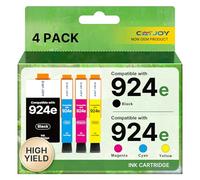 924 XL 924 Ink Cartridges XL 924e with Chips 924XL Multipack Compatible for HP 924 Ink Cartridges Compatible with HP OfficeJet Pro 8120 8123 8130 8133 8122 8130 8134(4-Pack,Black/Cyan/Magenta/Yellow)