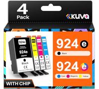 924XL 924e (with Chip) Ink Cartridges Compatible for HP 924 924e for HP Officejet Pro 8120 8122 8123 8125 8128 8130 8132 8133 8134 8135 (4-Pack, Black Cyan Magenta Yellow)