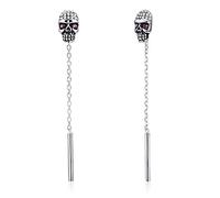 925 Crystals From Dangle Earrings Sterling Silver Skull Head Retro Crystal Earring Fashion Punk Halloween