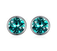 925 Crystals from Round Stud Earrings for Women Fine Jewelry Accessories Gift Made in China