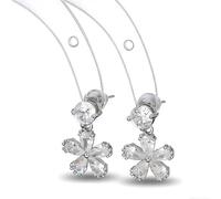 925 Earrings with Crystal Flower Design Minimalist Studs for Sensitive Ears Gift Box Included for Girls Barely There Feel