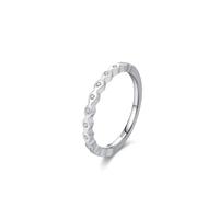 925 Engagement Ring Set, Promise Ring to Myself Silver Ripple Design with Zircon Size R 1/2