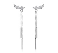 925 Jewelry Ladies sweet angel wings after a long paragraph temperament earrings tassel hanging Earrings