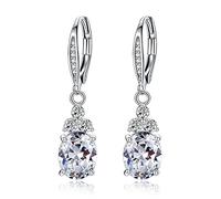 925 Jewelry Oval Gemstones Water Drop Shaped Earrings For Women Emerald Sapphire Zircon Engagement Ear Drops