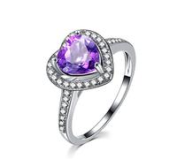 925 Jewelry Ring Amethyst Women's Heart Natural Gemstone Rings Engagement Ring Fine Jewelry