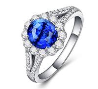 925 Jewelry Rings For Women Flower Zircon Ring Sapphire Engagement Wedding Celebration Commemorative