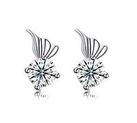 925 Jewelry Women Earrings Wing Shape Bright 5a+ Cubic Zirconia Stud Earring
