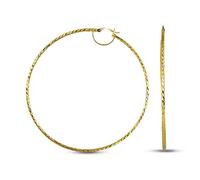 925 LARGE Sterling Silver Diamond-Cut Gold-Plated Hoop Earrings Italian Design Click-Top for Women 70 MM