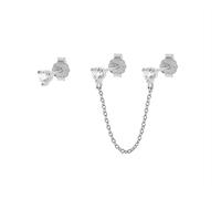 925 Mismatched Stud For Women Tiny Stunning Zircon Chain Tassel Ear Studs Piercing High-end earrings