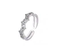 925 Open Size Stars Clear Hearts Female Finger Ring For Women Adjustable Fine Jewelry