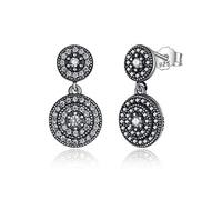 925 Radiant Elegance Earrings Clear Crystals Surrounded Ancient Women Drop Earings