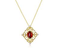 925 Retro Style Natural Garnet Temperament Elegant Necklace Female Wild Pendant