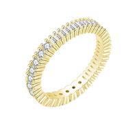 925 Ring for Women Silver, Gold Plated Anniversary Band Rings with Cubic Zirconia Eternity Wedding Bands for Her Size J 1/2