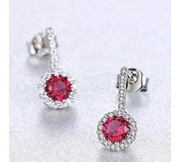 925 Round Sapphire Brilliant Stud Earrings for Women Elegant 3 Colors Birthstone Engagement Earrings
