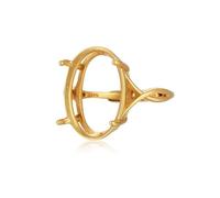 925 Silver Adjustable Ring Base Blank fit 12X16mm Oval Cabochon Gemstone Mounting Setting DIY Ring Finding Jewelry Making Gift for Women(Frosted Gold)