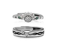 925 Silver Adjustable Sunflower Couple Rings | 925 Sterling Silver, Adjustable Size, UK 9-12, Sunflower Motif, Unisex