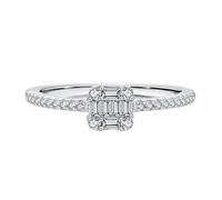 925 Silver Band for Women, Wedding Ring Band Elegant Cubic Zirconia Anniversary Ring for Her Size N 1/2