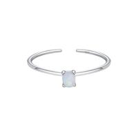 925 Silver Birthstone Rings Adjustable Eternity Thin Stackable Band Wedding Square Cut Natural Gemstone Promise Engagement Band For Women Girls Jewellery Gifts With Box Oct-Opal 7#