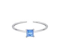 925 Silver Birthstone Rings Adjustable Eternity Thin Stackable Band Wedding Square Cut Natural Gemstone Promise Engagement Band For Women Girls Jewellery Gifts With Box Jan-Garnet 5#