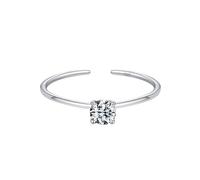 925 Silver Birthstone Rings Adjustable Eternity Thin Stackable Band Wedding Square Cut Natural Gemstone Promise Engagement Band For Women Girls Jewellery Gifts With Box April-Diamond Ring 7#