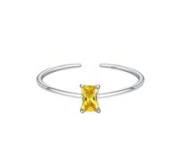 925 Silver Birthstone Rings Adjustable Eternity Thin Stackable Band Wedding Square Cut Natural Gemstone Promise Engagement Band For Women Girls Jewellery Gifts With Box Nov-Citrine 9#