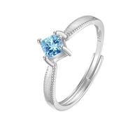 925 Silver Birthstone Rings Adjustable Vintage Matte Brushed Band Natural Gemstone Square Cut Wedding Promise Band For Women Girls Jewellery Gifts, Gold Plated Or Plating Blue Topaz Ring