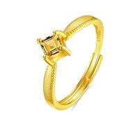 925 Silver Birthstone Rings Adjustable Vintage Matte Brushed Band Natural Gemstone Square Cut Wedding Promise Band For Women Girls Jewellery Gifts, Gold Plated Or Plating Citrine Ring Gold