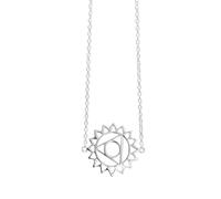 925 Silver Blue CZ Throat Chakra Pendant on 17 Inch Curb Chain - Sterling Silver Flower Mandala Necklace With Cut-Out Openwork - Cubic Zirconia Jewellery - Yoga Meditation Gift