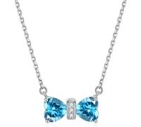 925 Silver Bow Pendant Cubic Zirconia Twelve Constellations Birthstone Necklaces Jewellery for Women Girls