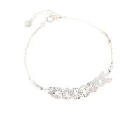 925 Silver Bracelet，Adjustable Spring Clasp Fashion High-End Light Luxury S925 Sterling Silver Fish Crushed Ice And Five Emperor Coins Bracelet, Energy Jewellery for Women Plain Silver