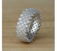 925 Silver CZ Band Ring Eternity Zig Zag Design Various Sizes-L 1/2