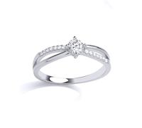 925 Silver CZ Split Shoulder Eternity Solitaire Engagement Ring - GVR902 Jewelco London White Q