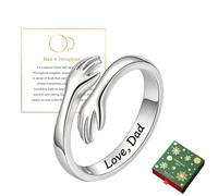 925 Silver Dad Daughter Hug Ring,Hug Ring Gift for Daughter Christmas | Hug Ring for Daughter from Dad Mom, Adjustable Engraved Love Dad/Mom Silver Rings Jewelry Gifts with Message Card