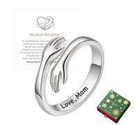 925 Silver Dad Daughter Hug Ring,Hug Ring Gift for Daughter Christmas | Hug Ring for Daughter from Dad Mom, Adjustable Engraved Love Dad/Mom Silver Rings Jewelry Gifts with Message Card
