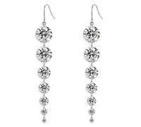 925 Silver Dangle Earrings for Women Statement 5A Cubic Zirconia Prom Earrings for Wedding Elegant Diamond Jewelry for Bride