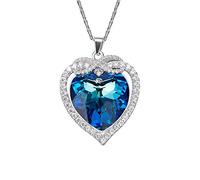 925 Silver Decorated With Heart Women Crystal Blu-Ray Fine Jewelry Necklaces