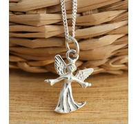 925 Silver Fairy Guardian Angel Pendant Charm Necklace Jewellery Boxed-22 Inch 1mm Curb Chain