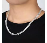 925 Silver Fashion Jewelry 7mm Sideways Chain Necklace Gift For Man -50CM/20IN