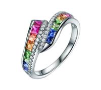 925 Silver Filled Rings Pretty Cubic Zircon Jewelry Women Party Gift Sz 6-10-6