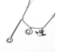 925 Silver Full Sideways Necklace Chain For Woman Men Double Face Smiley Necklace Fashion Wedding Jewelry Love Angel-Silver